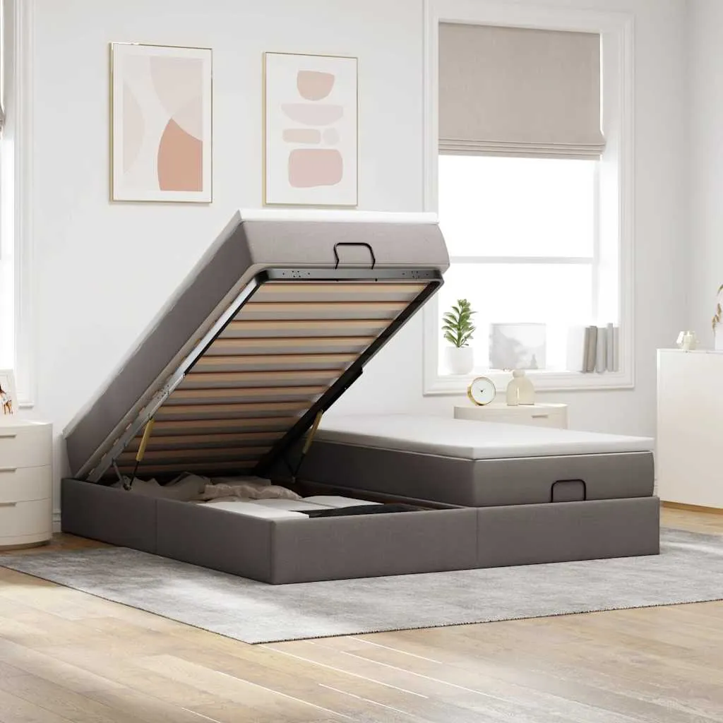 Ottomanbett mit Matratzen 203 x 160 x 23,5 cm Taupe