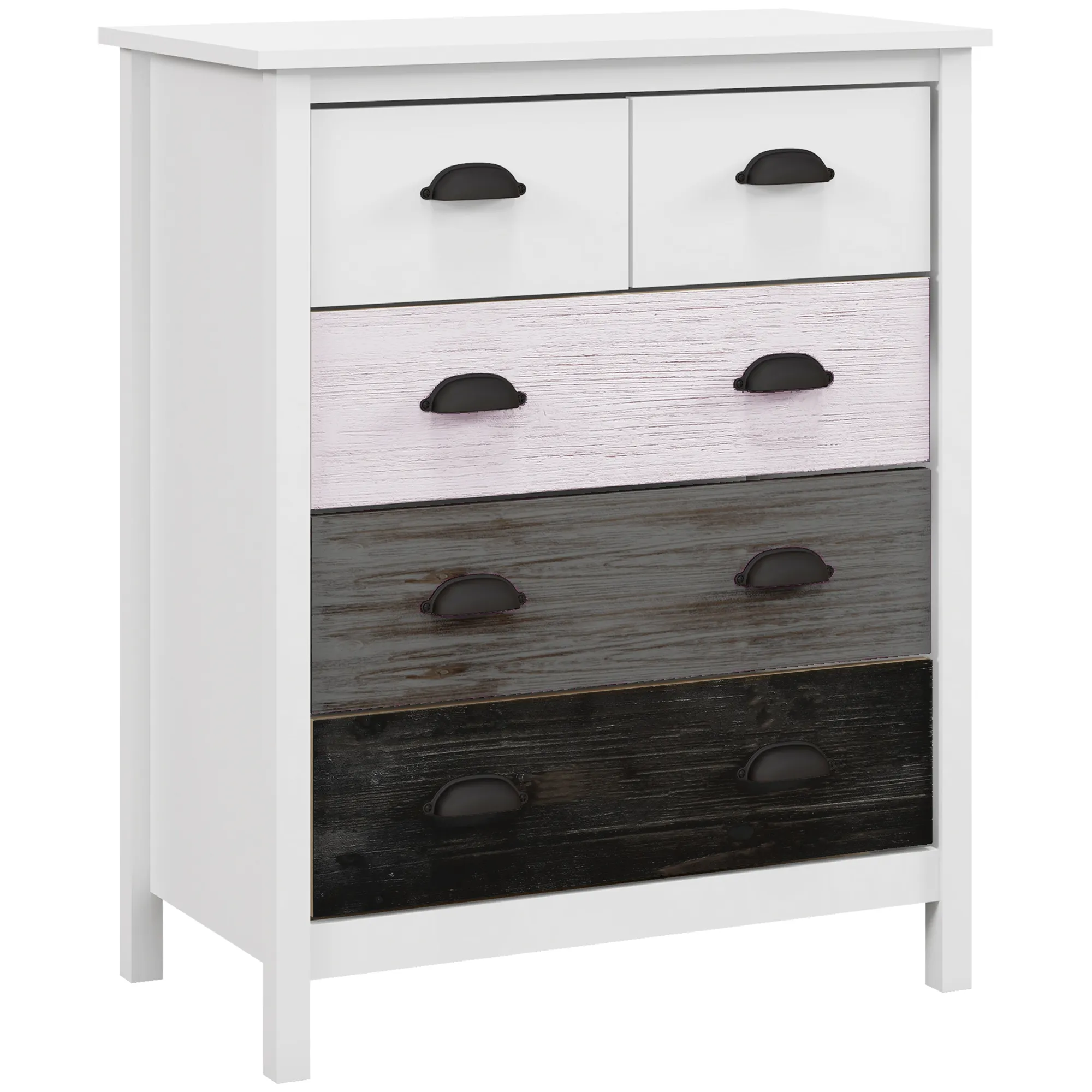 Sideboard, Kommode, 5 Schubladen, lackierte Oberfläche, MDF & Kiefernholz, 70 x 38 x 85 cm, Weiß Sideboard, Kommode, 5 Schubladen, lackierte Oberfläche, MDF & Kiefernholz, 70 x 38 x 85 cm, Weiß