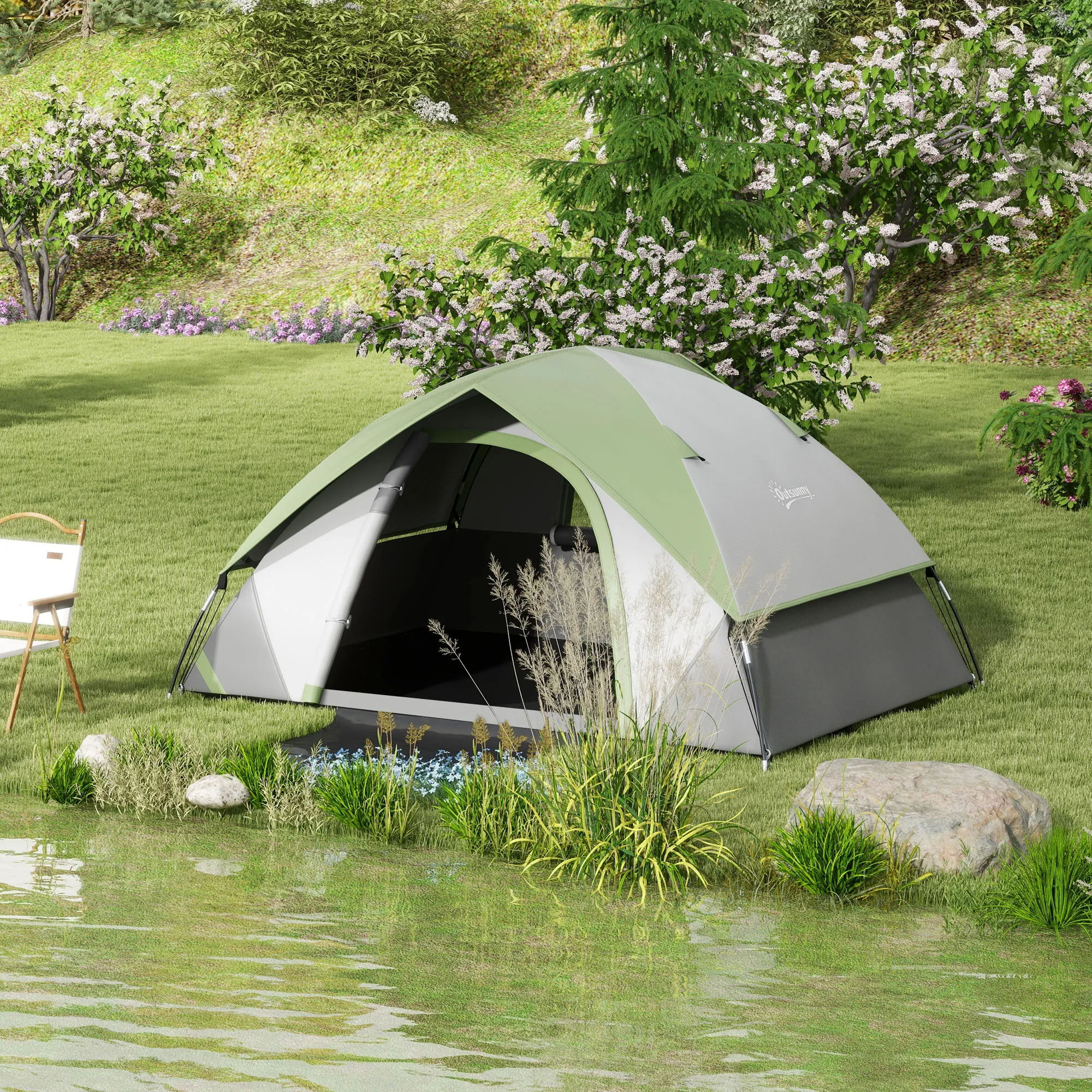 Campingzelt 2 Personen 210x150x110 cm Grün