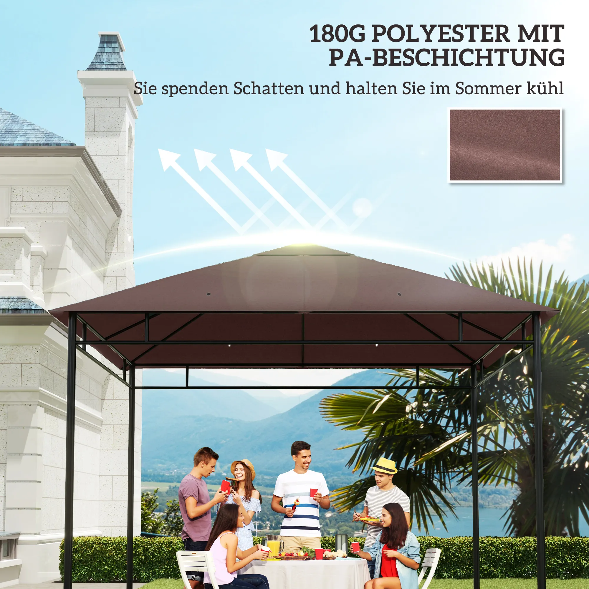 Pavillon Ersatzdach 298x295 cm in Kaffee