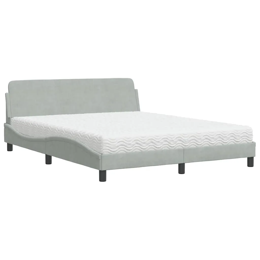 Bettgestell Dover Hellgrau 218x165x74,5 cm mit Schaumstoffmatratze 160x200x17 cm