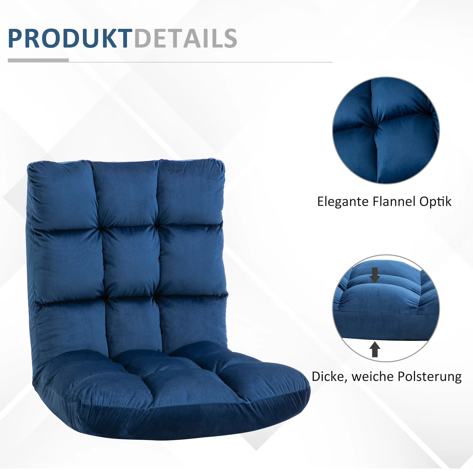 Bodensofa Blau 55B x 71T x 53,5H cm - 3-in-1 Design