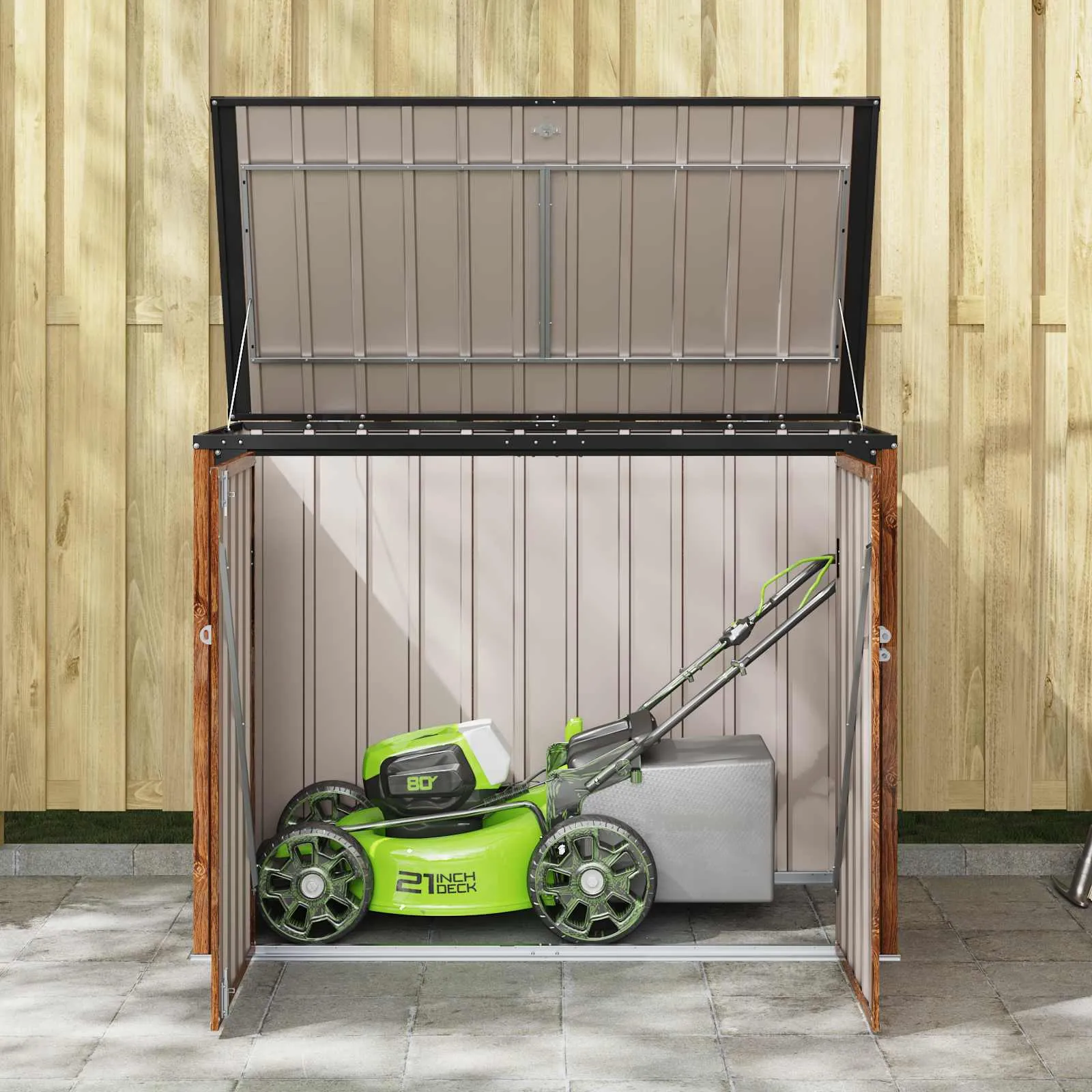Abschließbare Gartenlagerbox 151,5x82x110,5 cm Braun Stahl