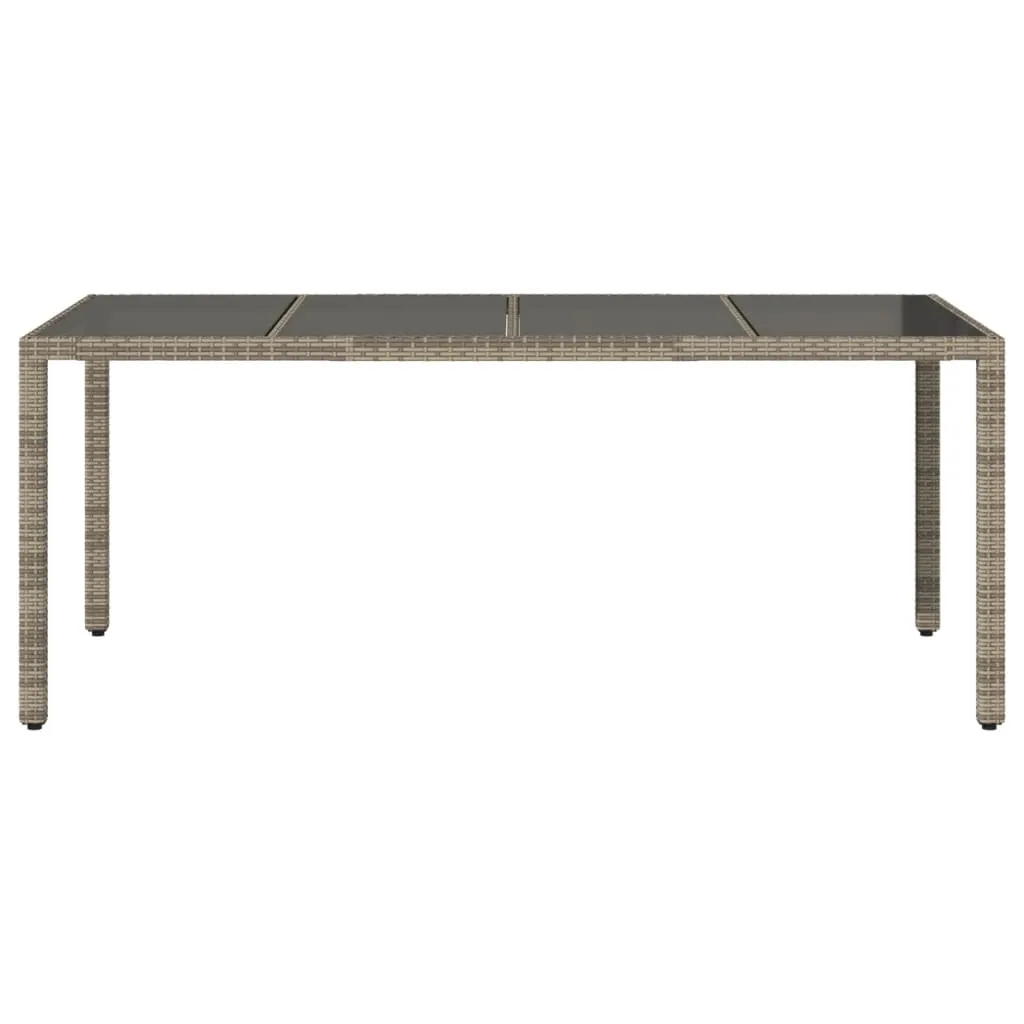 Gartentisch mit Glasplatte 190 x 90 x 75 cm Grau