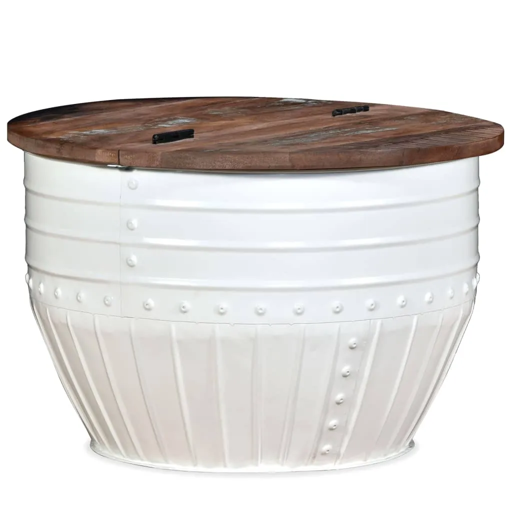Couchtisch Altholz Massiv Weiß Trommelform Couchtisch Altholz Massiv Weiß Trommelform