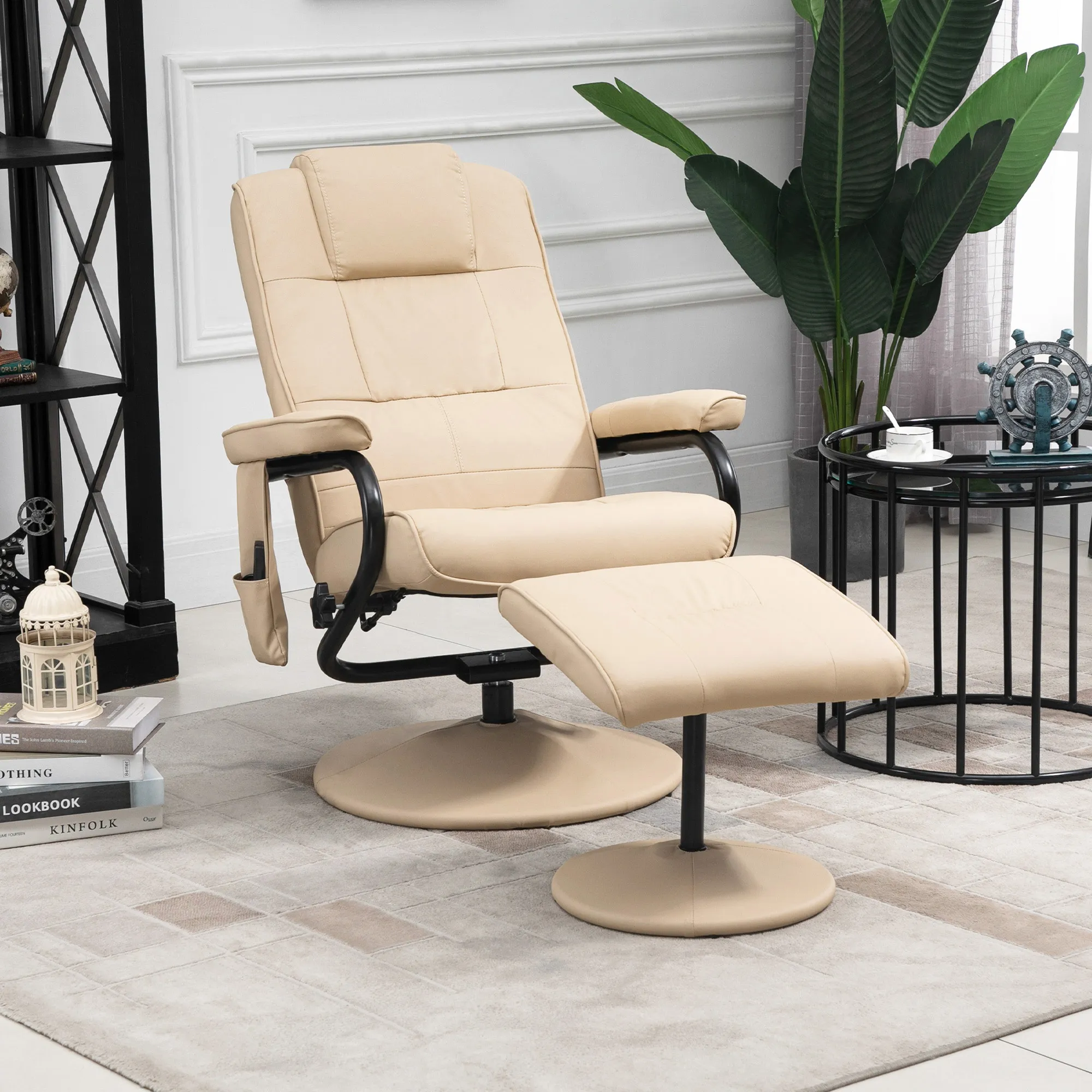 Relaxsessel mit Hocker 77x84x95 cm Creme