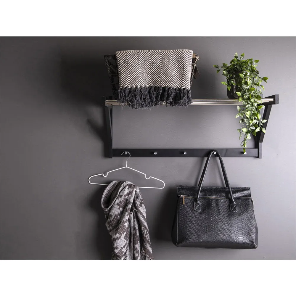 tinkaro Padova Hutregal Holz-Stahl 78x32x34 cm Schwarz