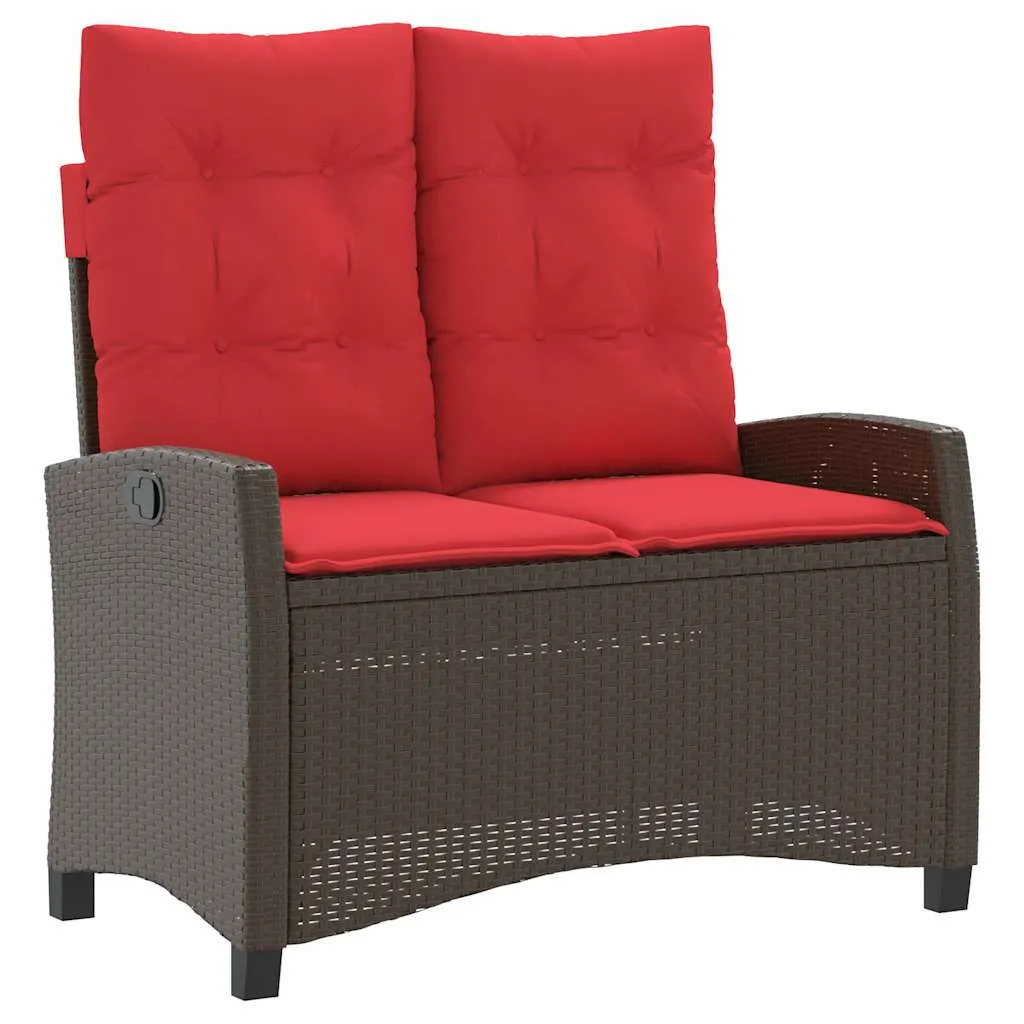 Garten-Relaxbank Braun 105x66x93 cm verstellbar aus PE-Rattan