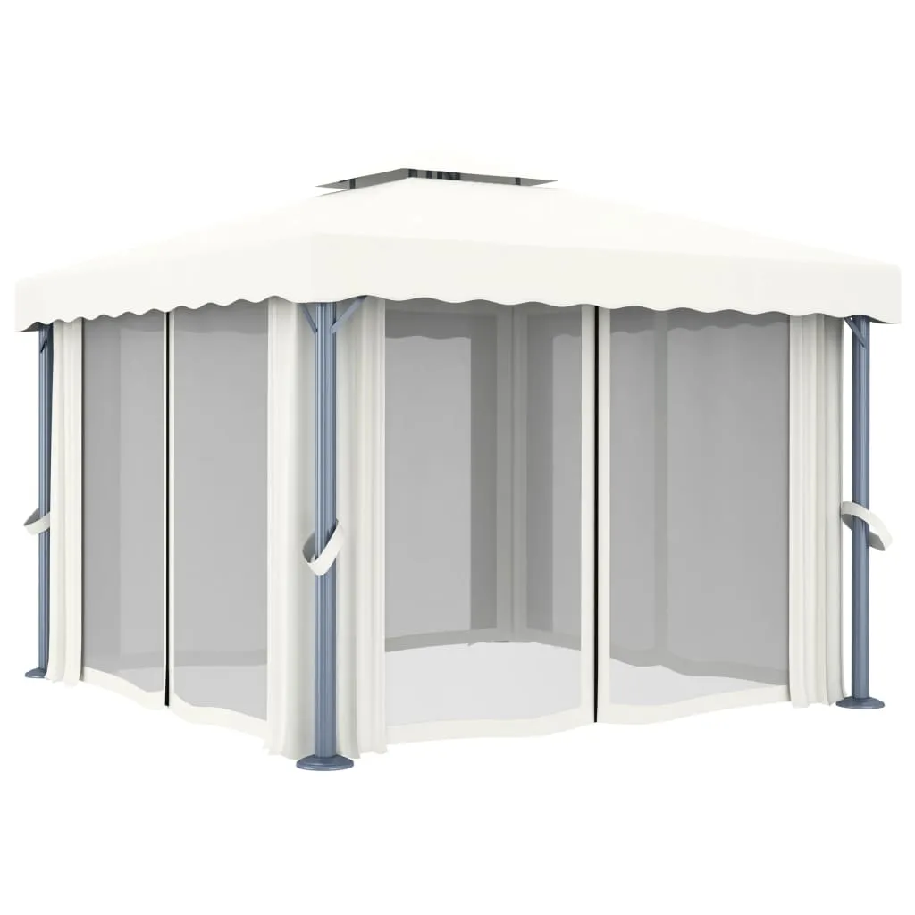 Pavillon 3x3 m Cremeweiß mit Aluminium- und Stahlgestell