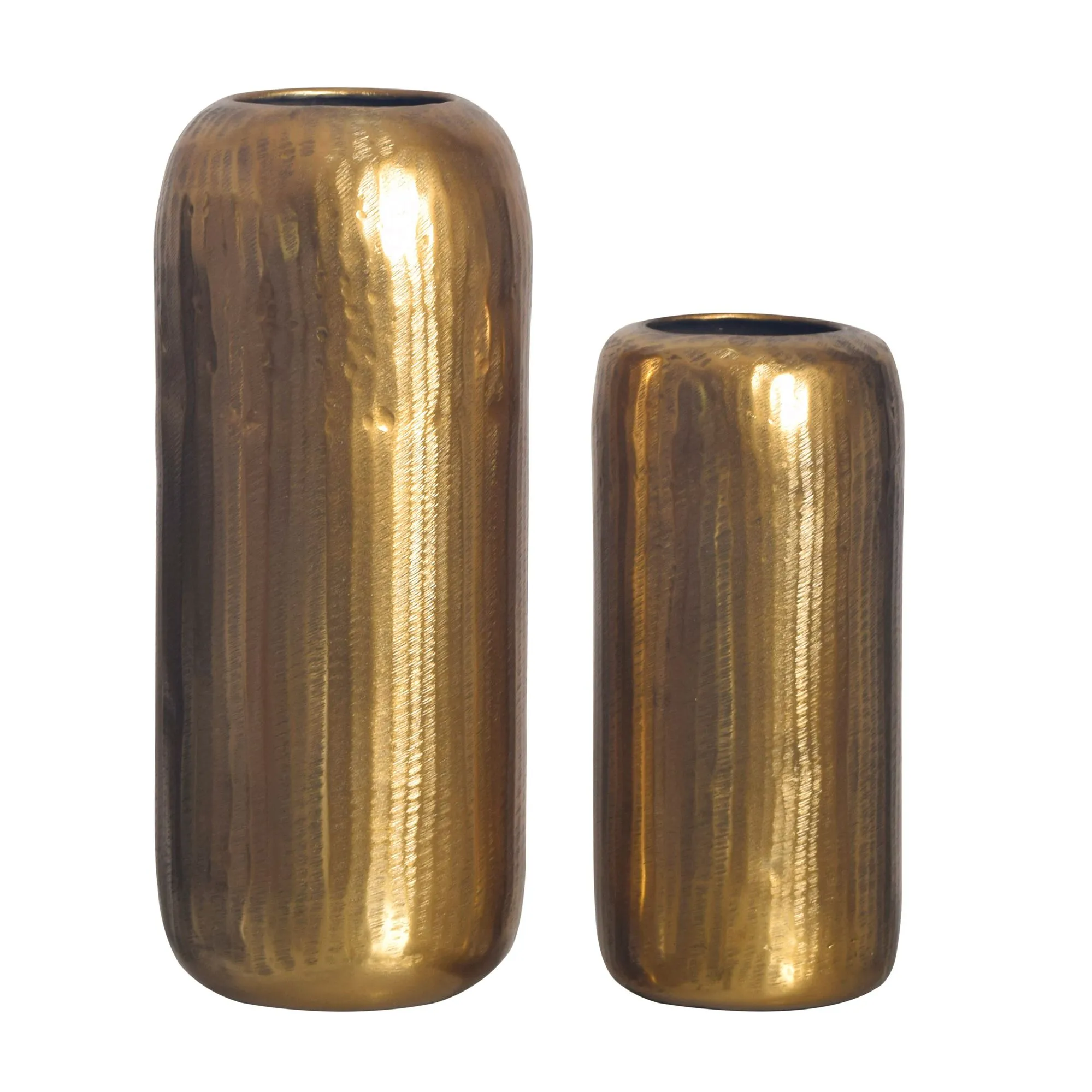 Deko Vase 2er Set Aluminium Gold Zylinder Blumenvase Modern