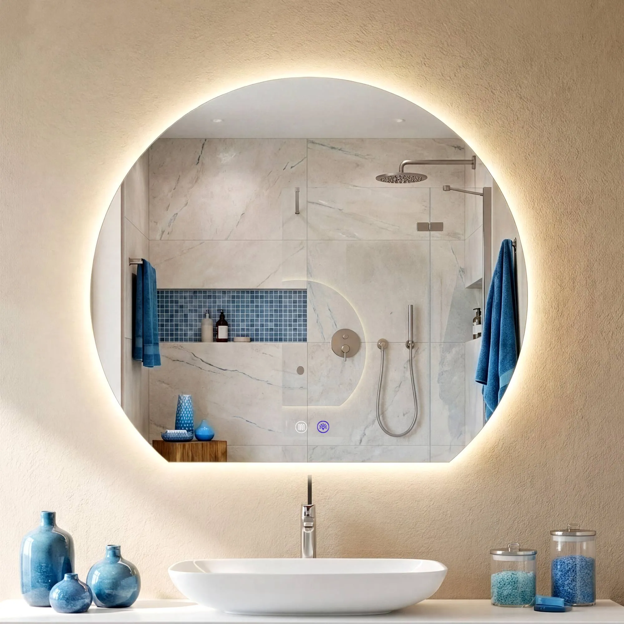 LED-Badspiegel Baloni 60x50x3 cm Klarglas