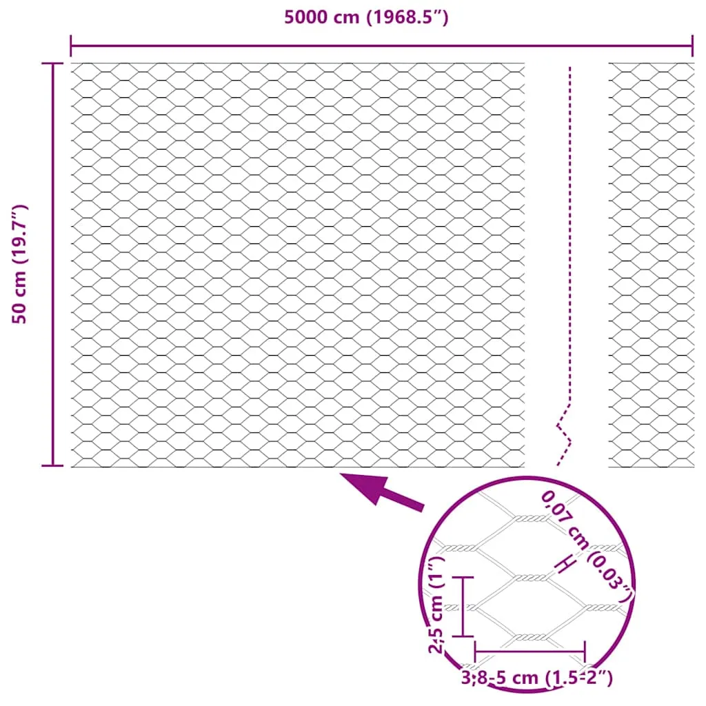 Hexagonzaun Grau 50 x 0,5 m - Moderner Gartenzaun