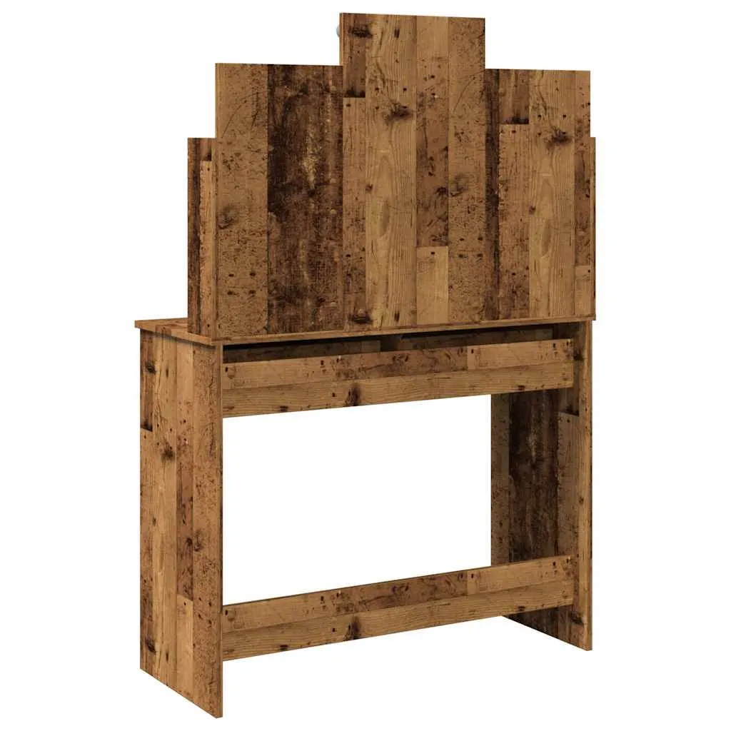 Schminktisch mit Spiegel und LED-Beleuchtung 96x40x142 cm Altholz