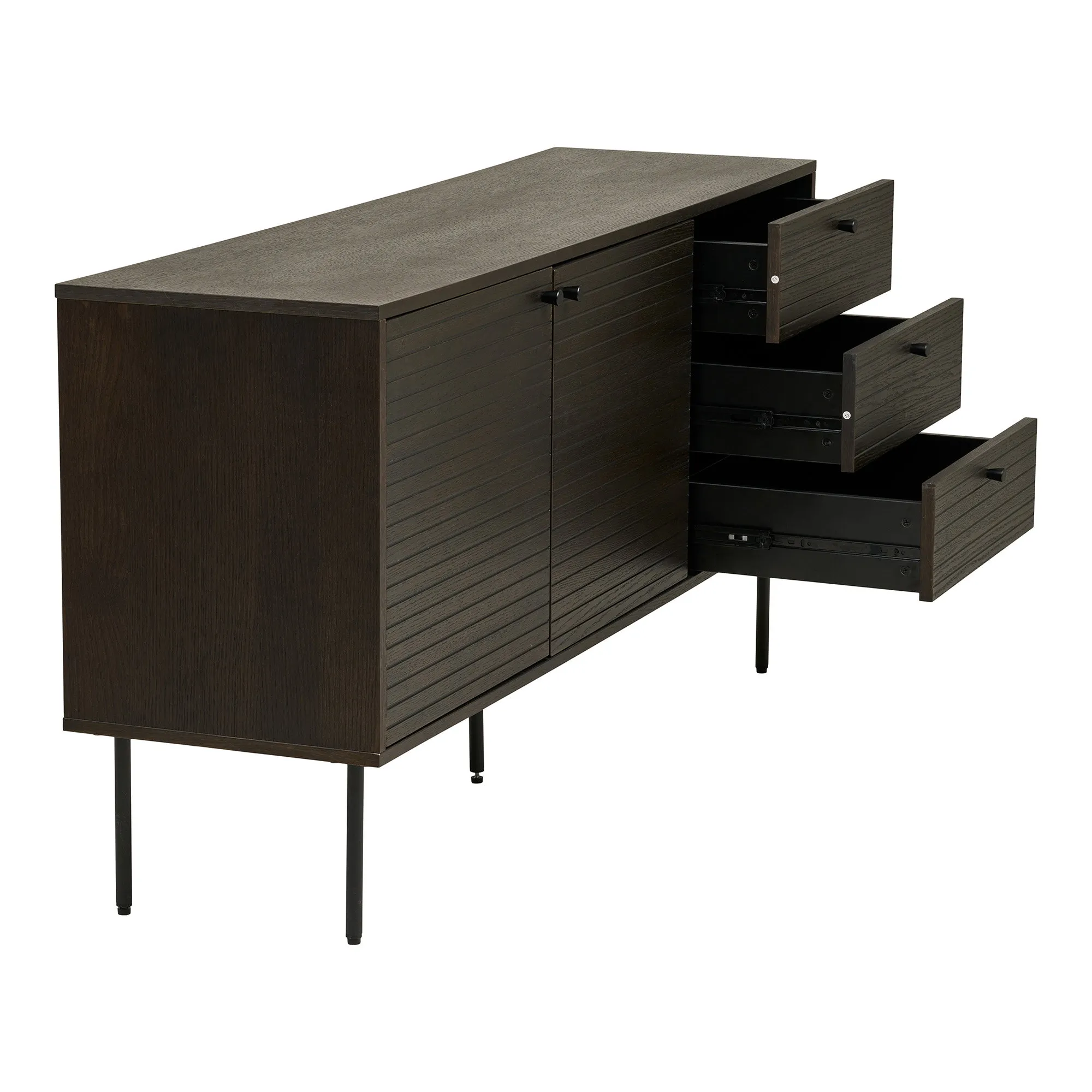 tinkaro Sideboard Kyoto Eichenfurnier, Melamin, MDF, Stahl -