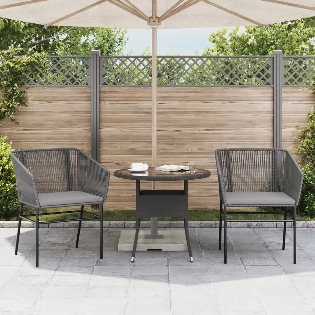 Gartenstuhl 63x63x83 cm Grau aus PE-Rattan und pulverbeschichtetem Stahl