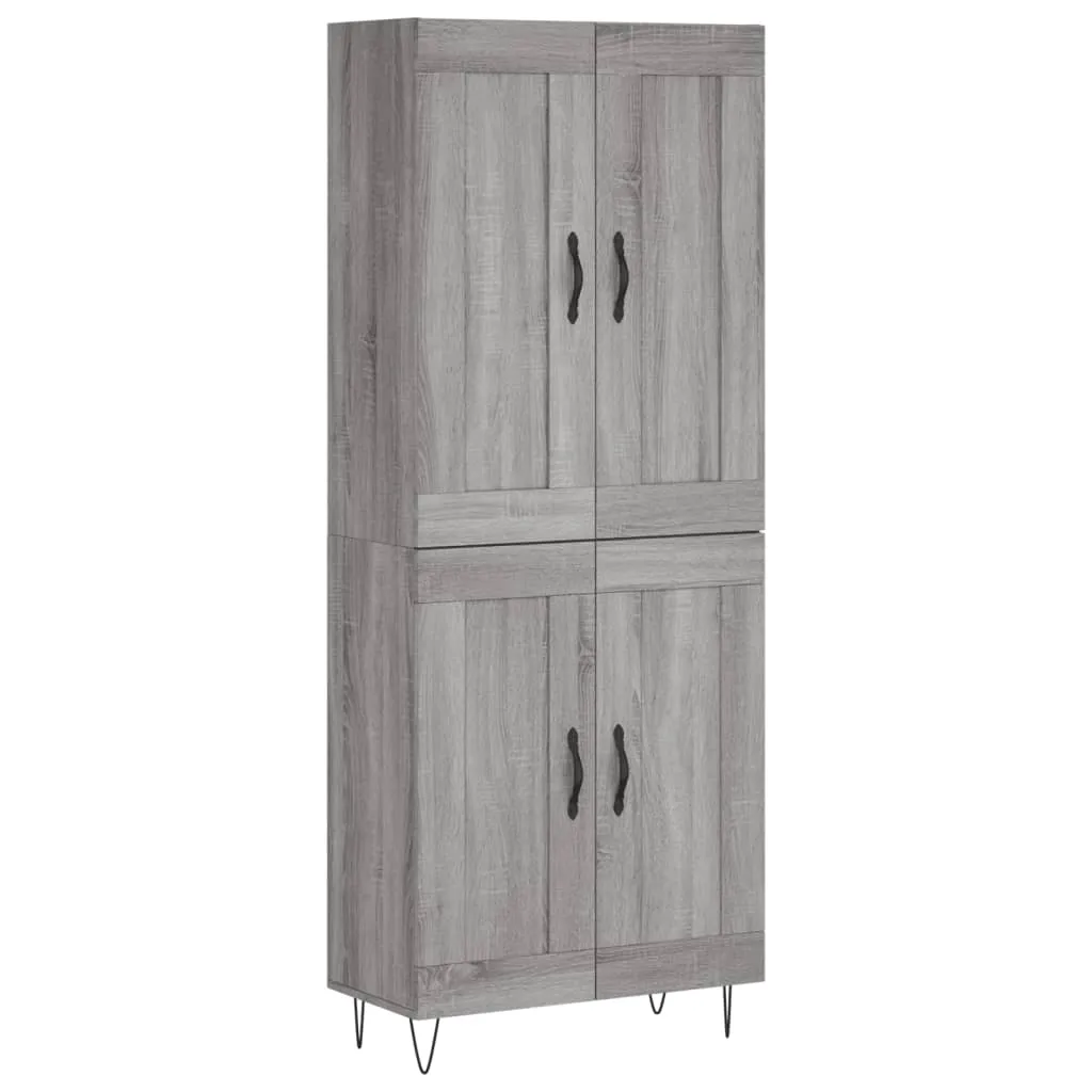 Highboard mit Sideboard Grau Sonoma 69,5 x 34 x 180 cm