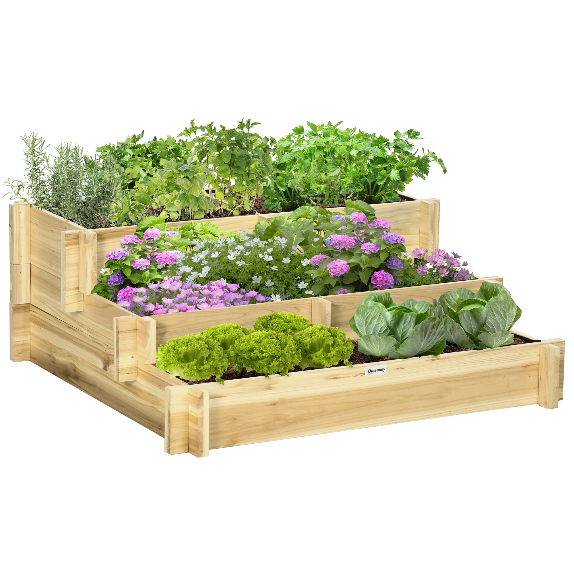 Hochbeet Naturholz 93L x 93B x 35H cm mit 5 Pflanzfächern