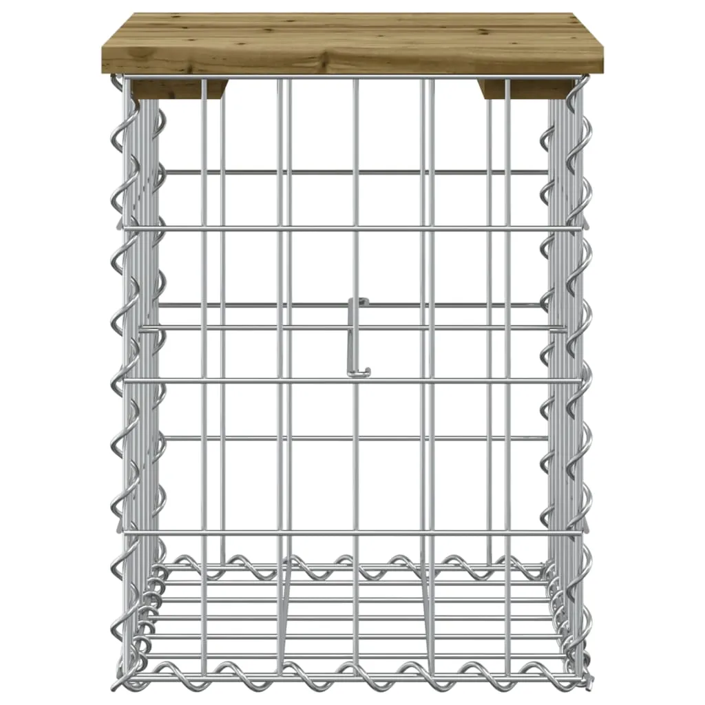 Gartenbank mit Massivholz-Sitzfläche und verzinktem Stahl-Gabionenkorb 33x31x42 cm