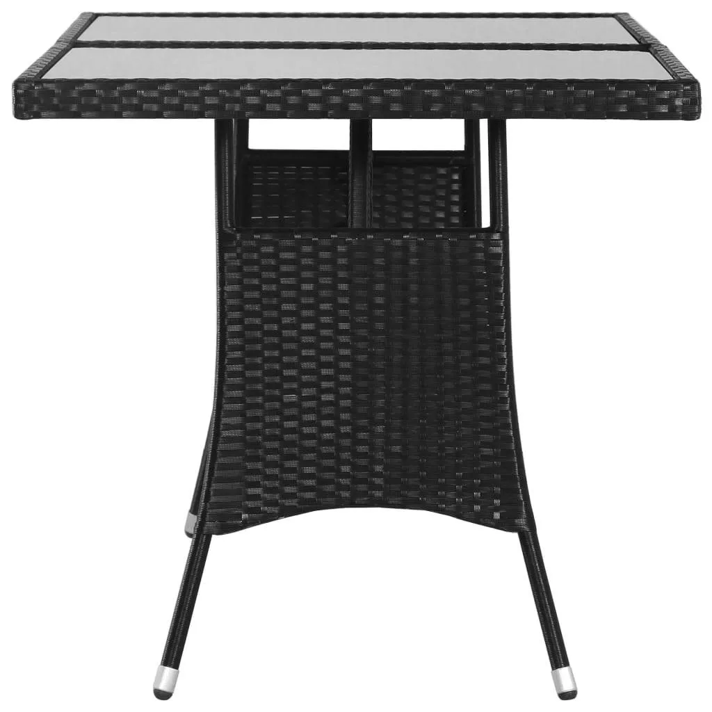 Gartentisch Schwarz 140 x 80 x 74 cm mit Glasplatte