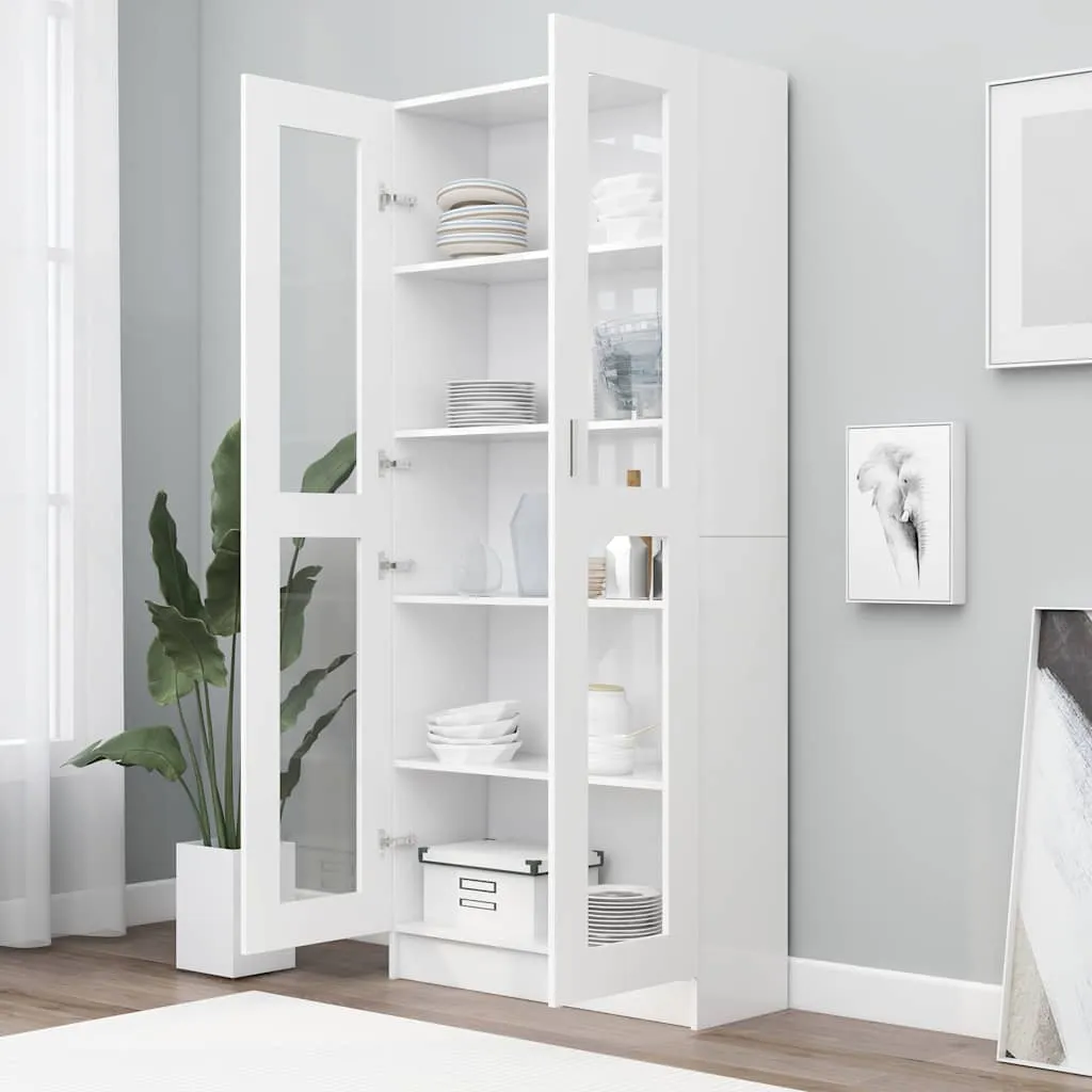 Vitrine mit 5 Fächern und 2 Türen 82,5x30,5x185 cm Weiß