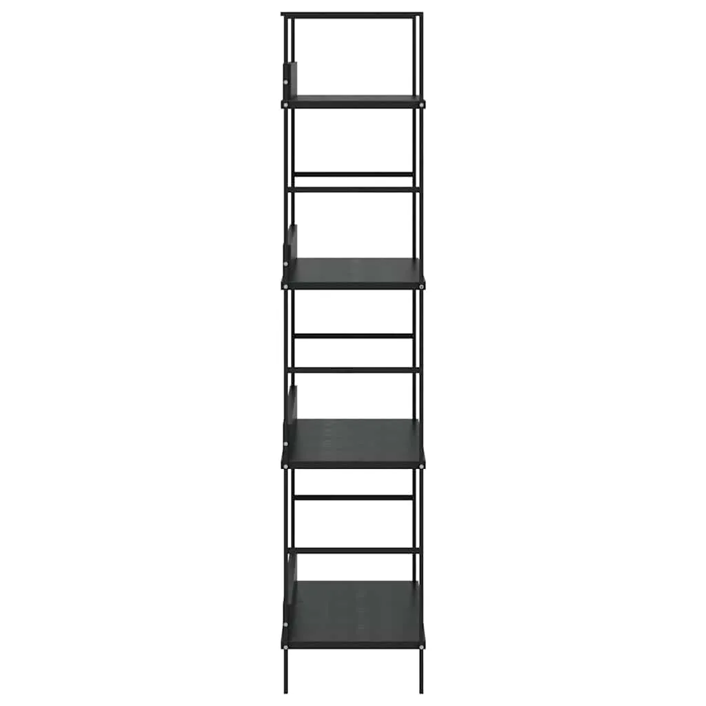 Schwarzes Standregal aus Holzwerkstoff und Stahl 60x27,6x124,5 cm