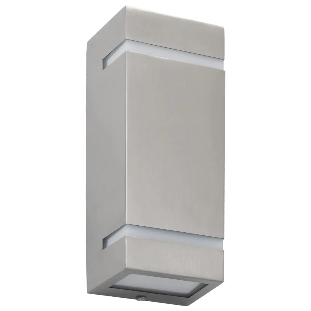 Outdoor-Wandleuchte Edelstahl 75x95x238 mm Silbern, 2er-Set