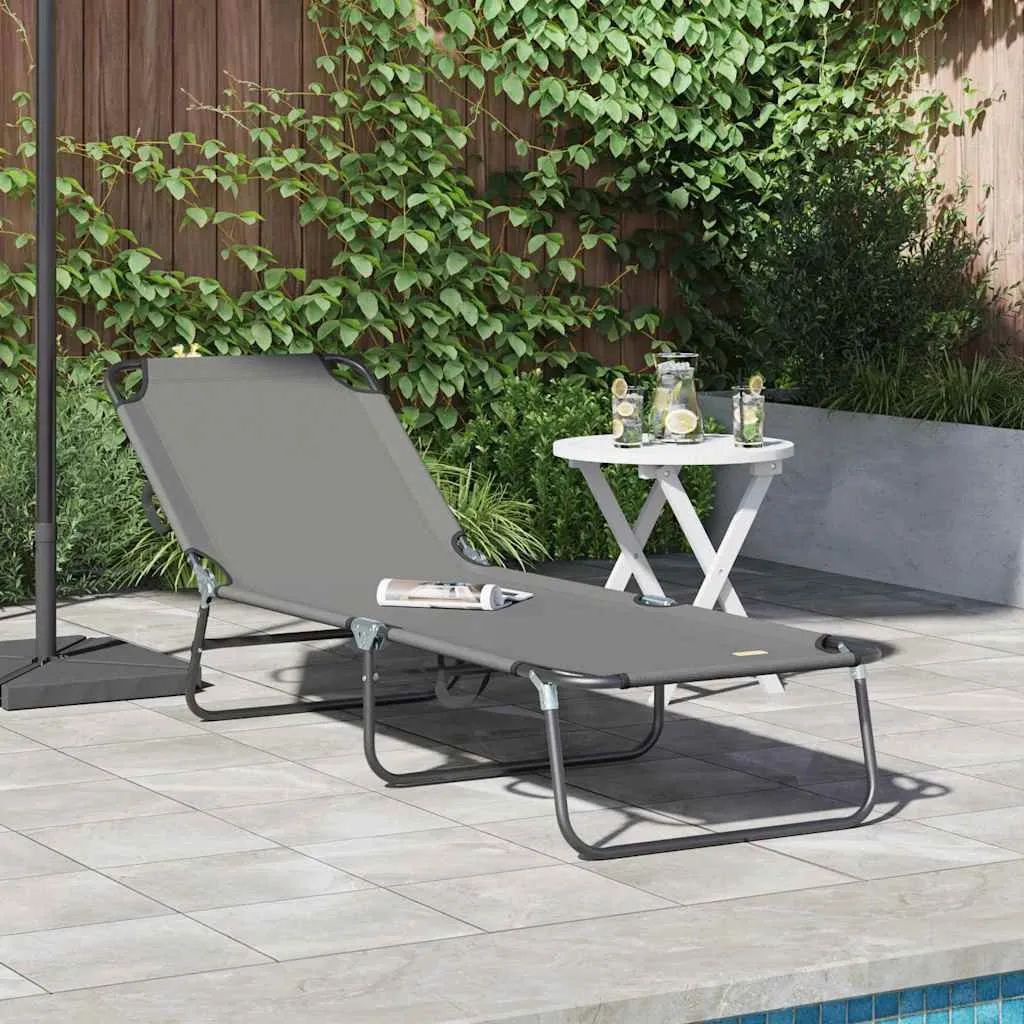 Klappbare Sonnenliege 188 x 57 x 86,5 cm Grau Polyester