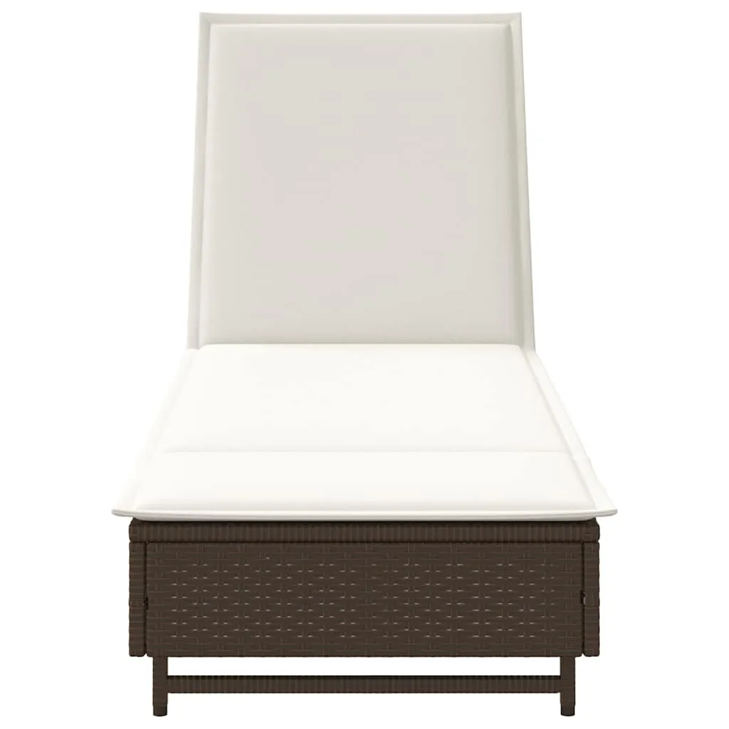 Sonnenliege mit Rollen 55x200x25,5 cm Braun PE-Rattan & Stahl