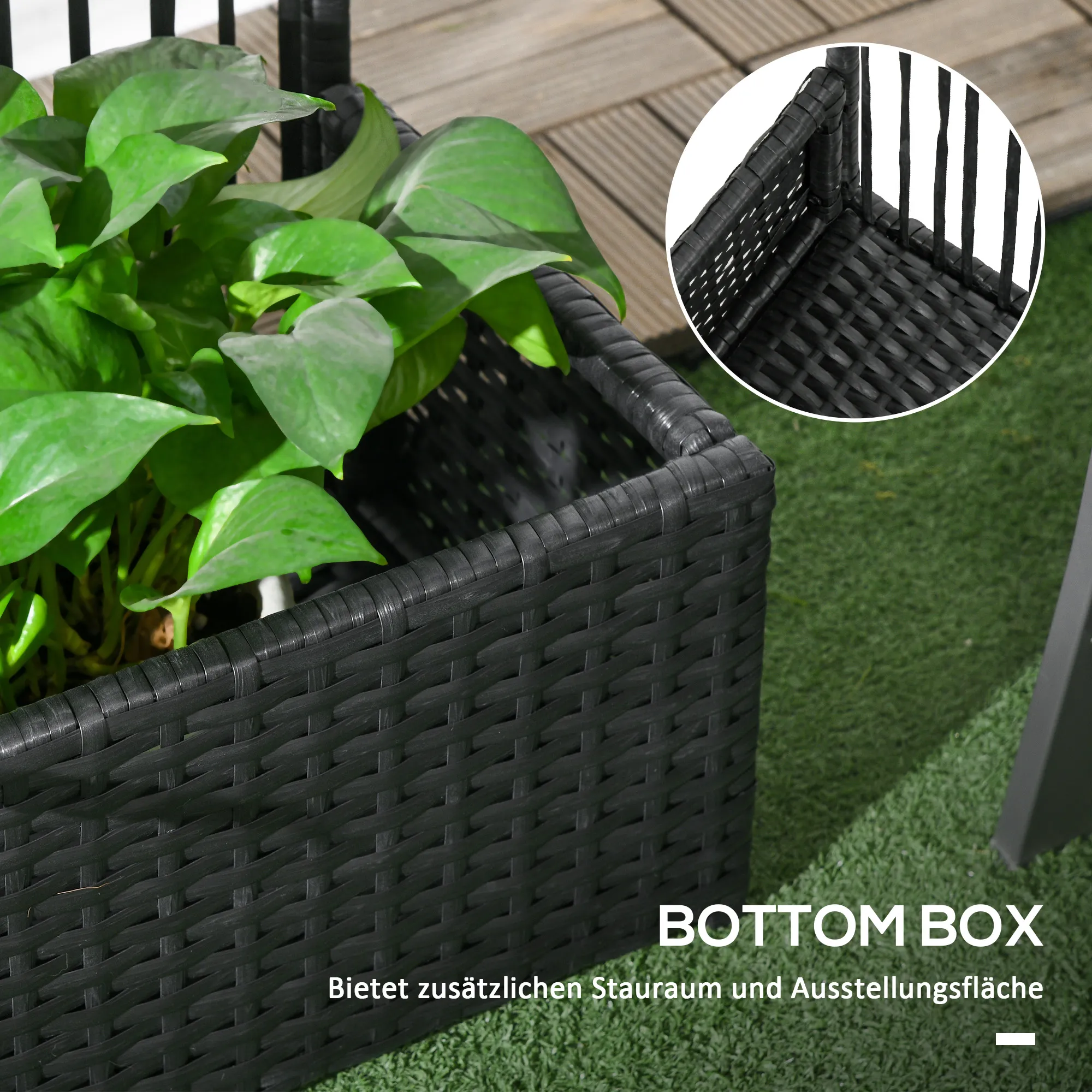 Rechteckiger Blumenkasten mit Gitter 103x103x29 cm Schwarz