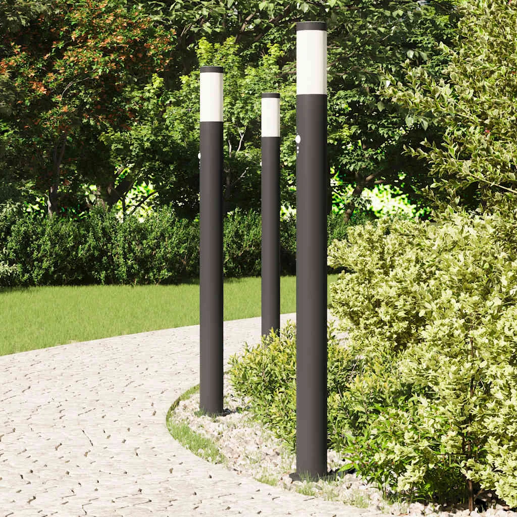 Schwarze Edelstahl Pollerleuchte 11x110 cm mit Bewegungssensor IP44