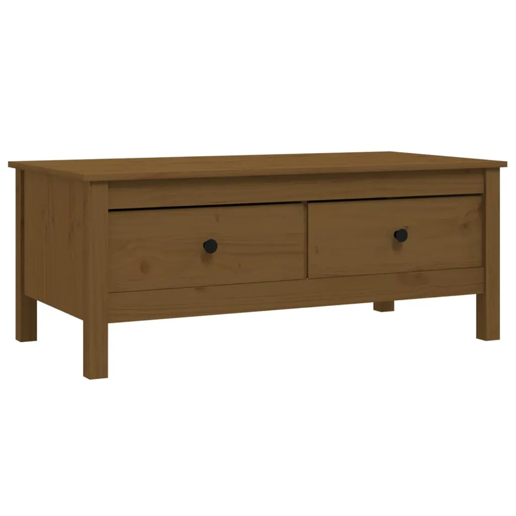 Klassischer Couchtisch aus massivem Kiefernholz 100 x 50 x 40 cm Honigbraun