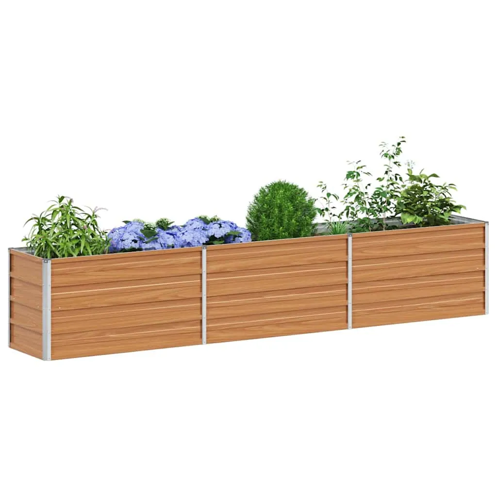 Verzinktes Stahl-Hochbeet 240 x 40 x 45 cm in Hellbraun