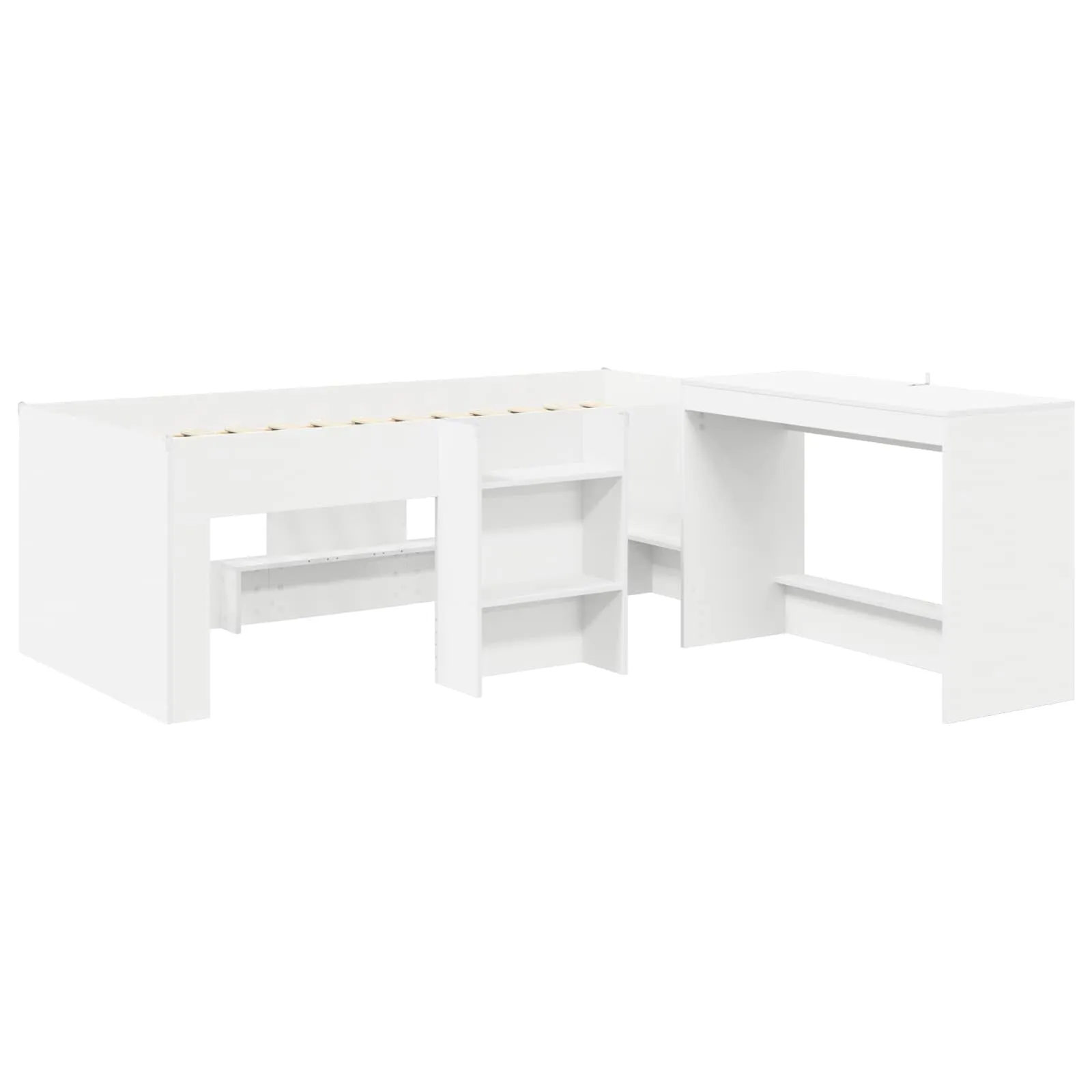Kinder Hochbett mit Schreibtisch 203x101x68,5 cm Weiß