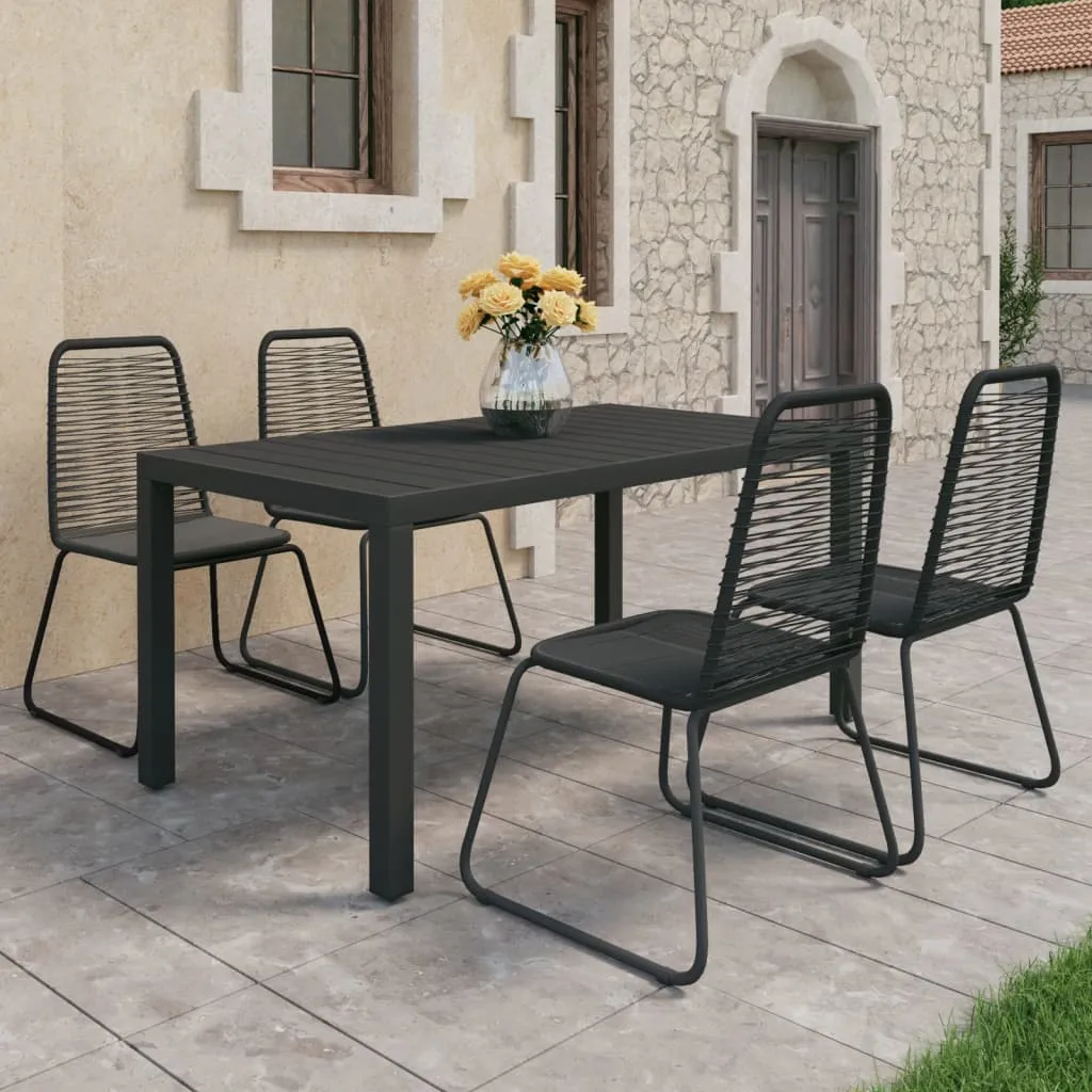 Garten-Essgruppe Schwarz Tisch 150x90x74 cm & Stühle 54x59x91 cm