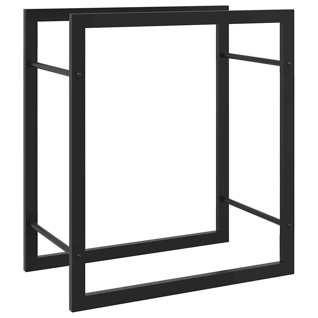 Kaminholzregal aus Stahl Mattschwarz 50 x 28 x 56 cm