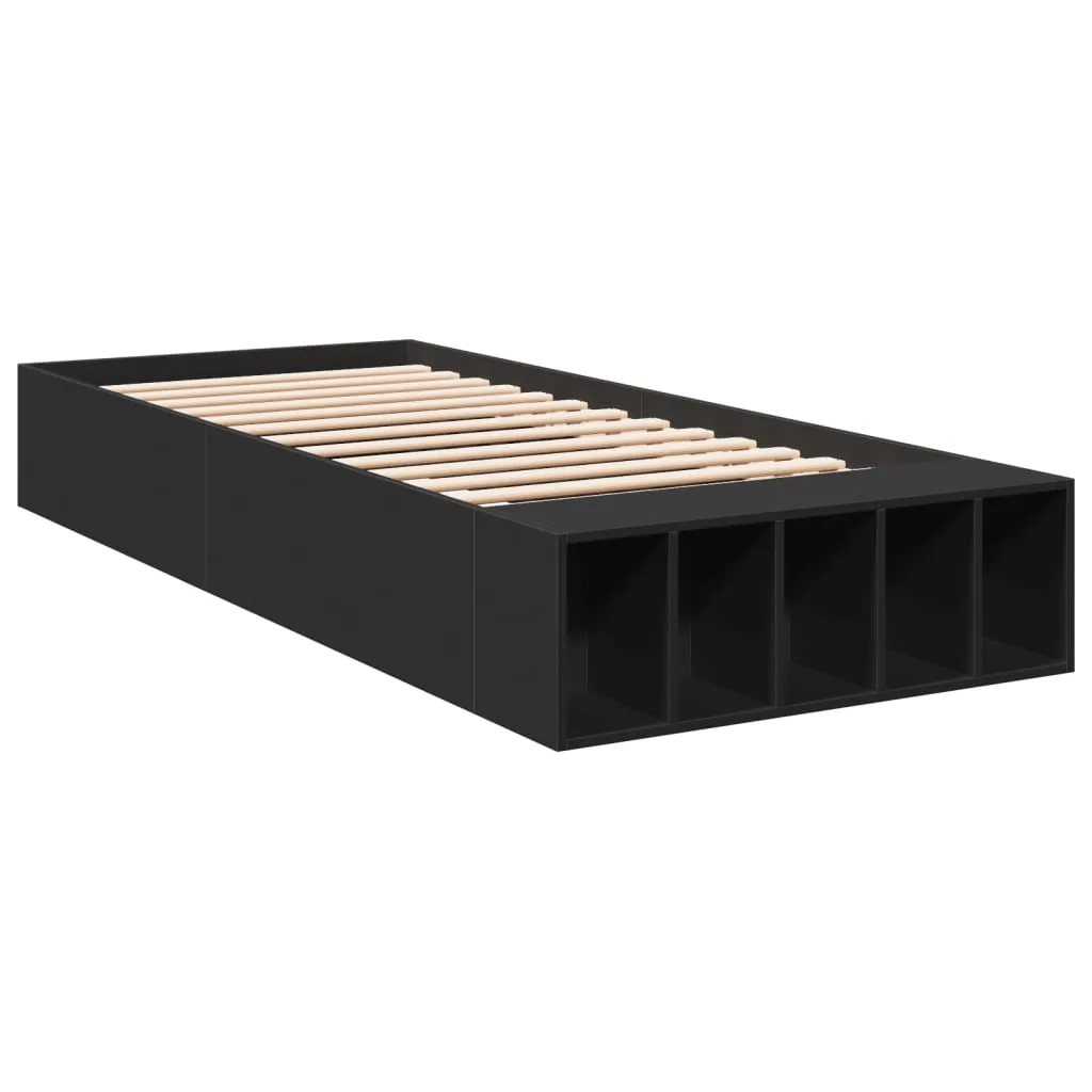 Schwarzes Bettgestell aus Holzwerkstoff 215,5 x 78 x 30 cm