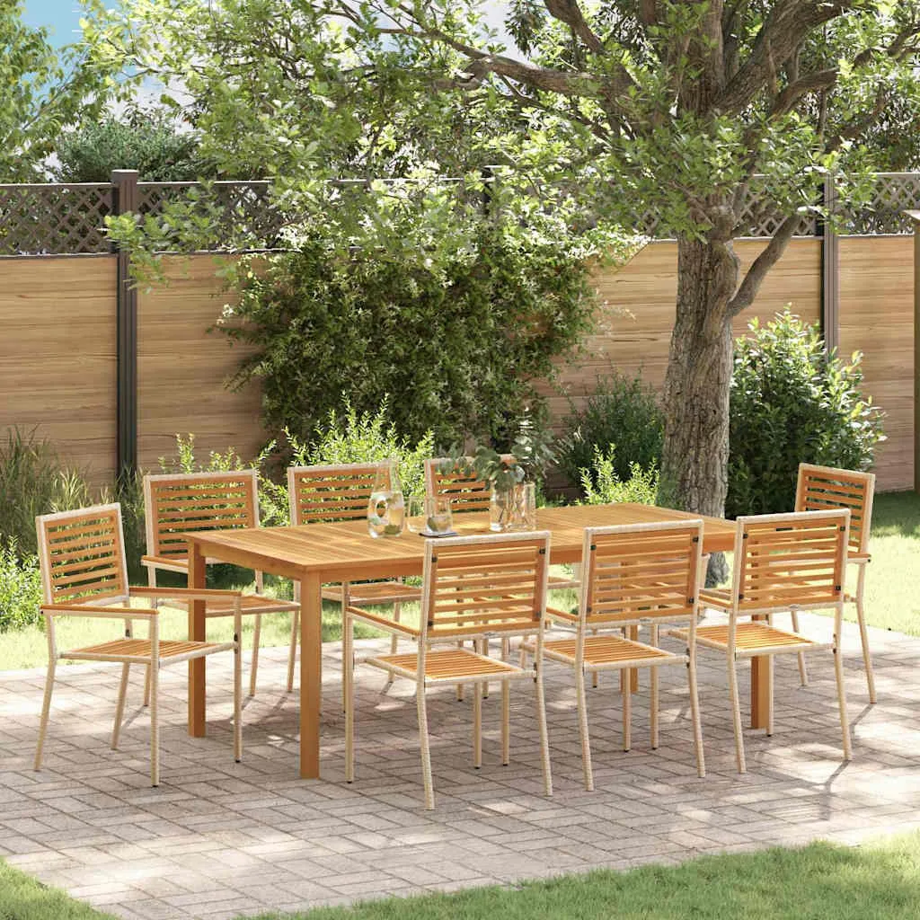 Modernes Garten-Dining-Set Echtholz 85x85x74 cm Beige