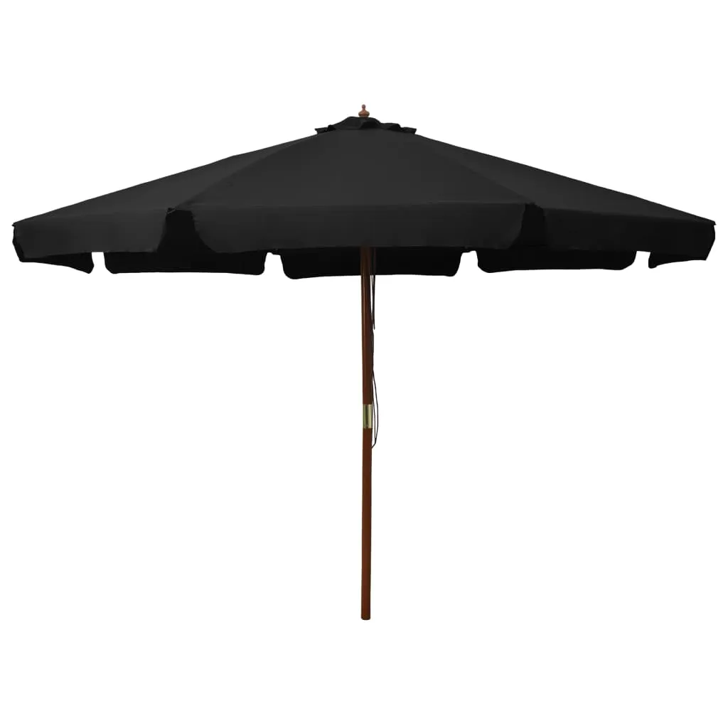Schwarzer Terrassenschirm 330 x 240 cm mit robustem Massivholz-Mast