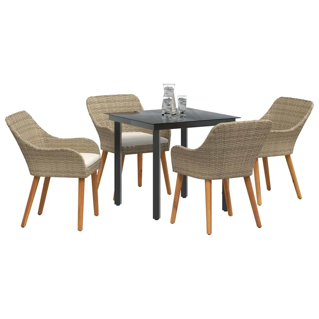Garten-Esszimmer-Set Beige 80x80x74 cm Tisch & 4 Stühle