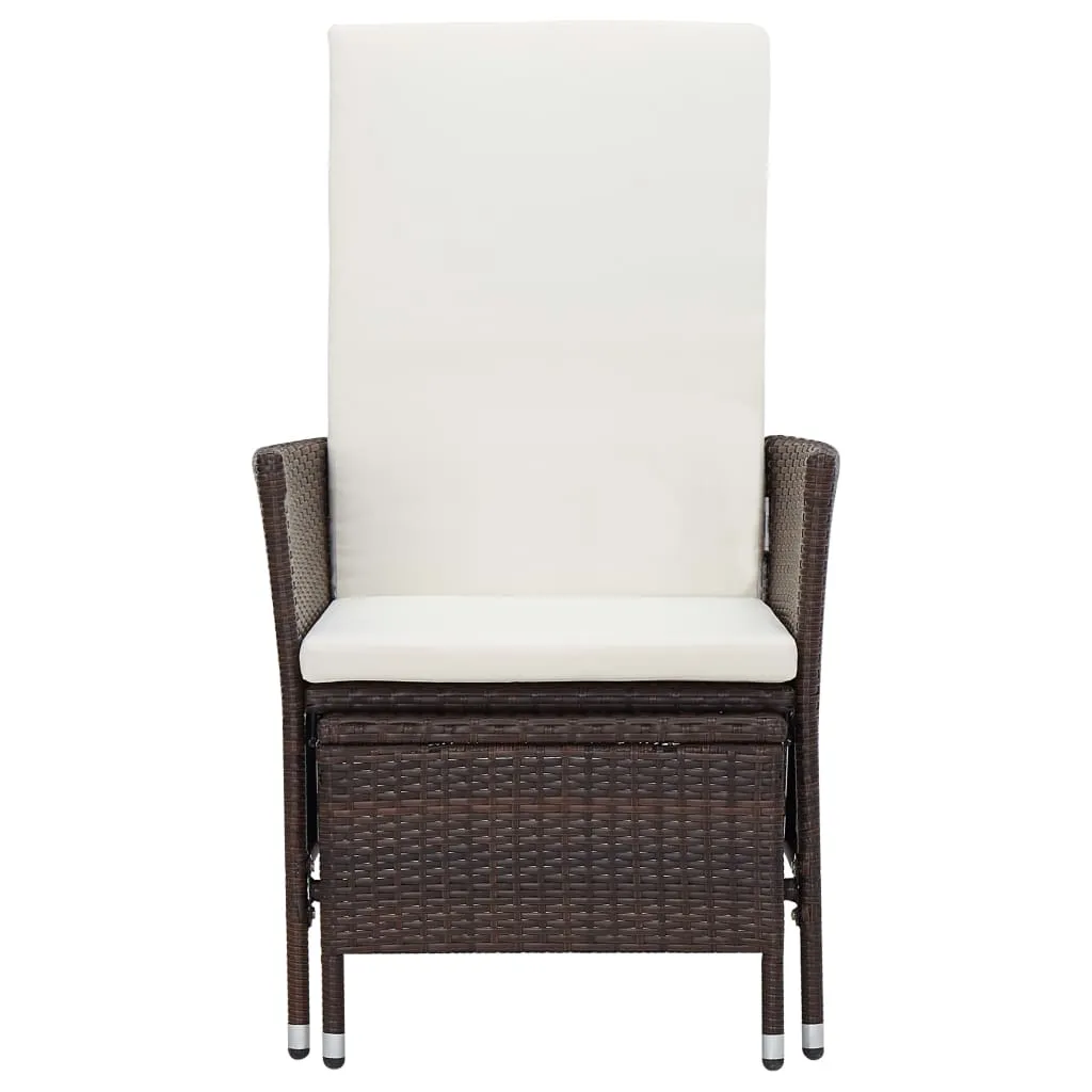 Outdoor Lounge-Set Braun PE-Rattan Sessel 62x131x106 cm Tisch 50x50x45 cm