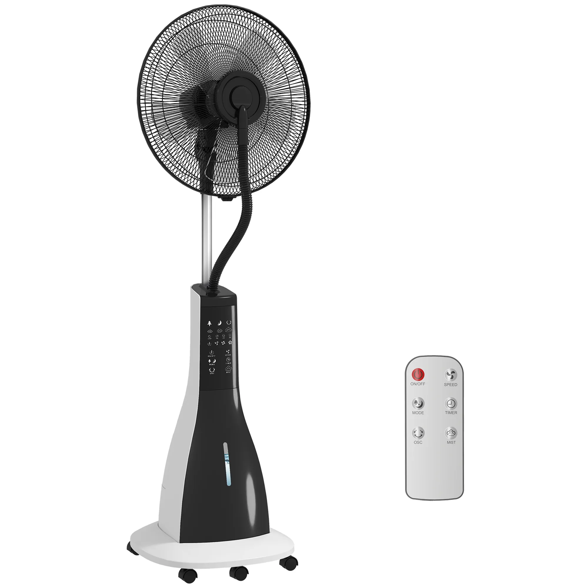 Ventilator mit Sprühnebel 50L x 40B x 125H cm Weiß+Schwarz