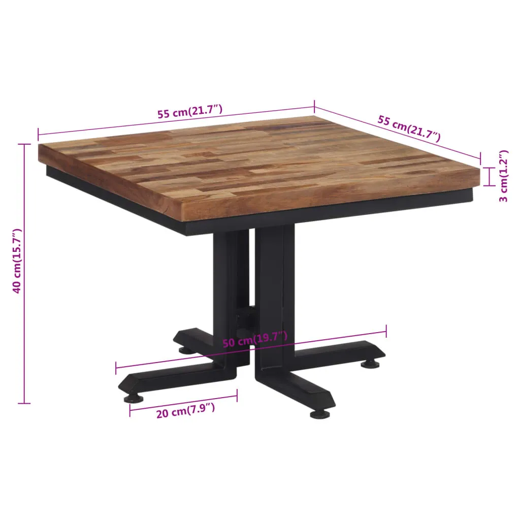 Stilvoller Couchtisch aus Naturholz 55 x 55 x 40 cm Schwarz