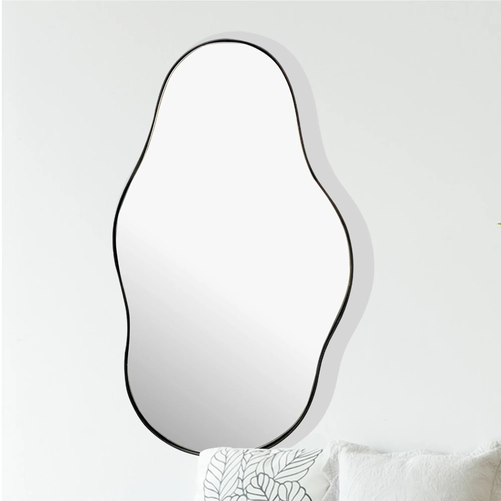 Wandspiegel Asymmetrisch 40x80 cm Metall Design Hängespiegel Schwarz