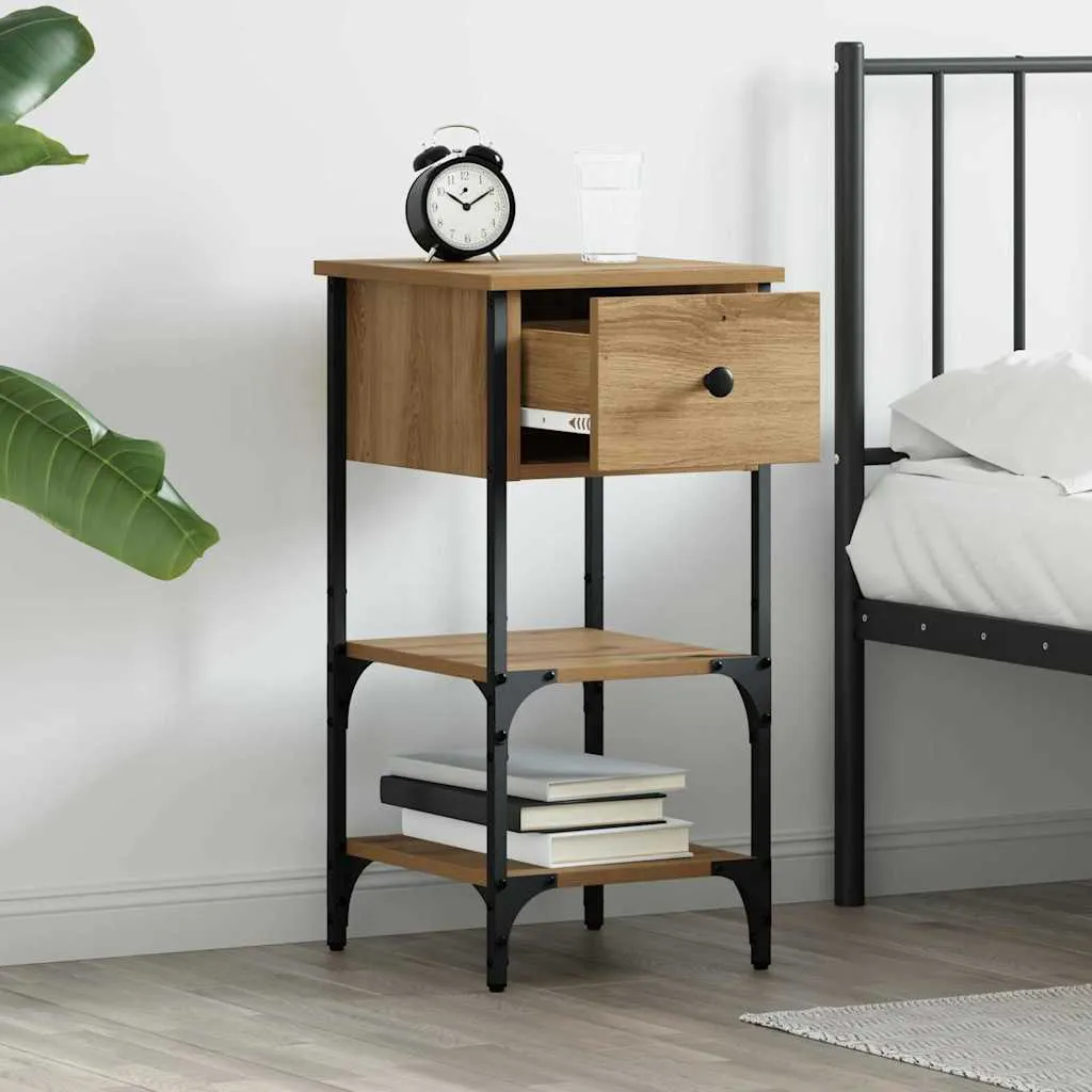 Moderner Nachttisch 33,5x36x70 cm Braun aus massivem Holz