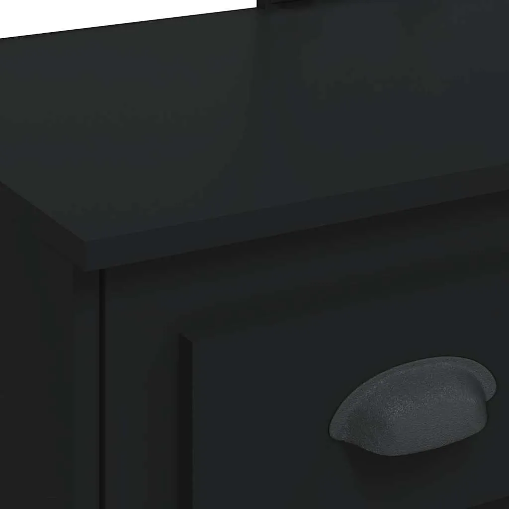 Schminktisch mit Spiegel und LED-Beleuchtung 90x42x132,5 cm Schwarz