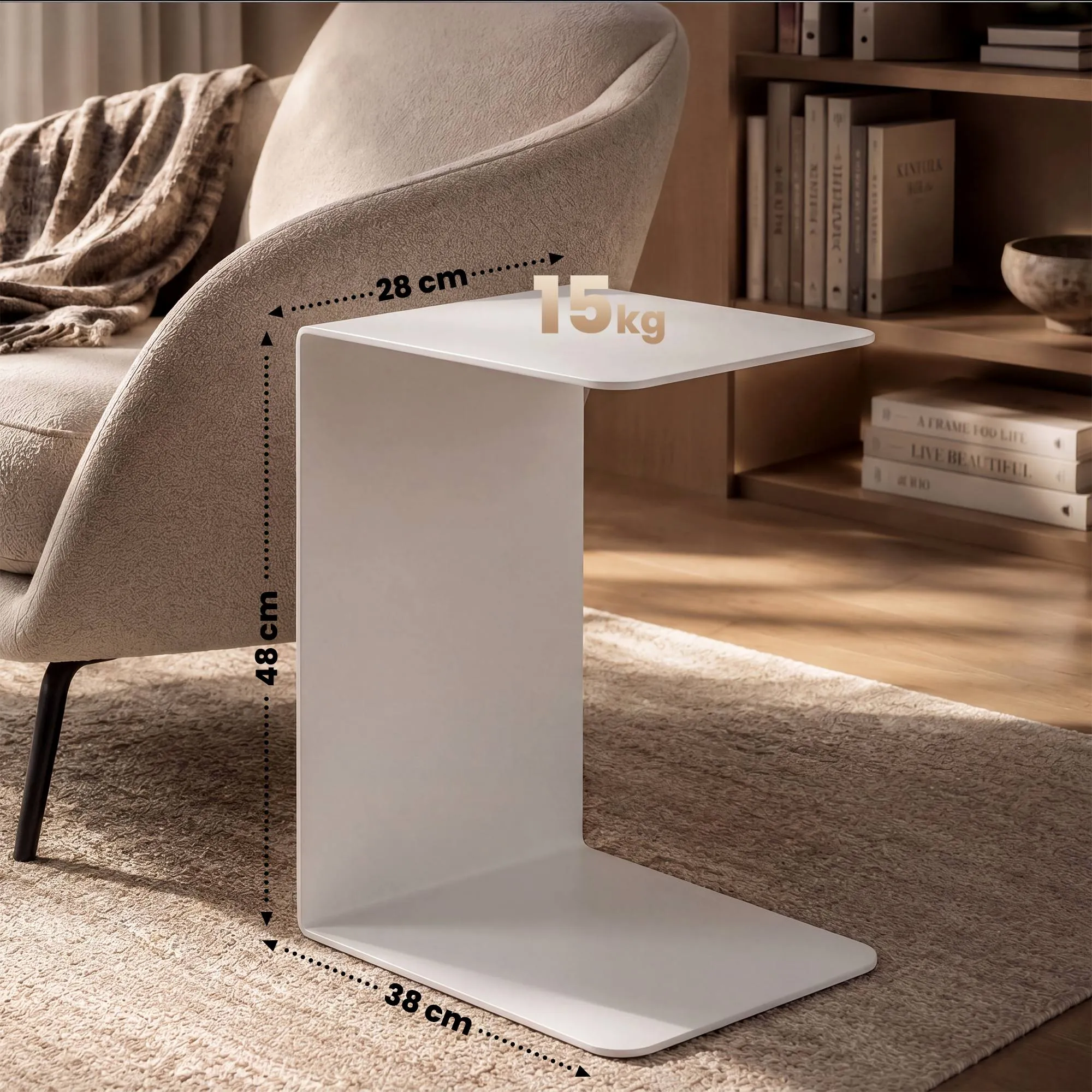 Beistelltisch Selby 48x28x38 cm weiß