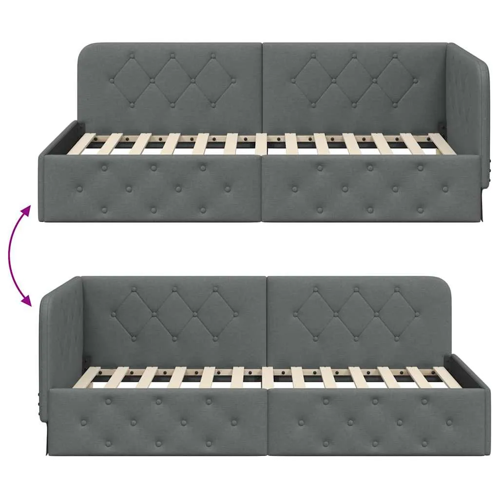 Eckbettgestell 204 x 94 x 72 cm Dunkelgrau
