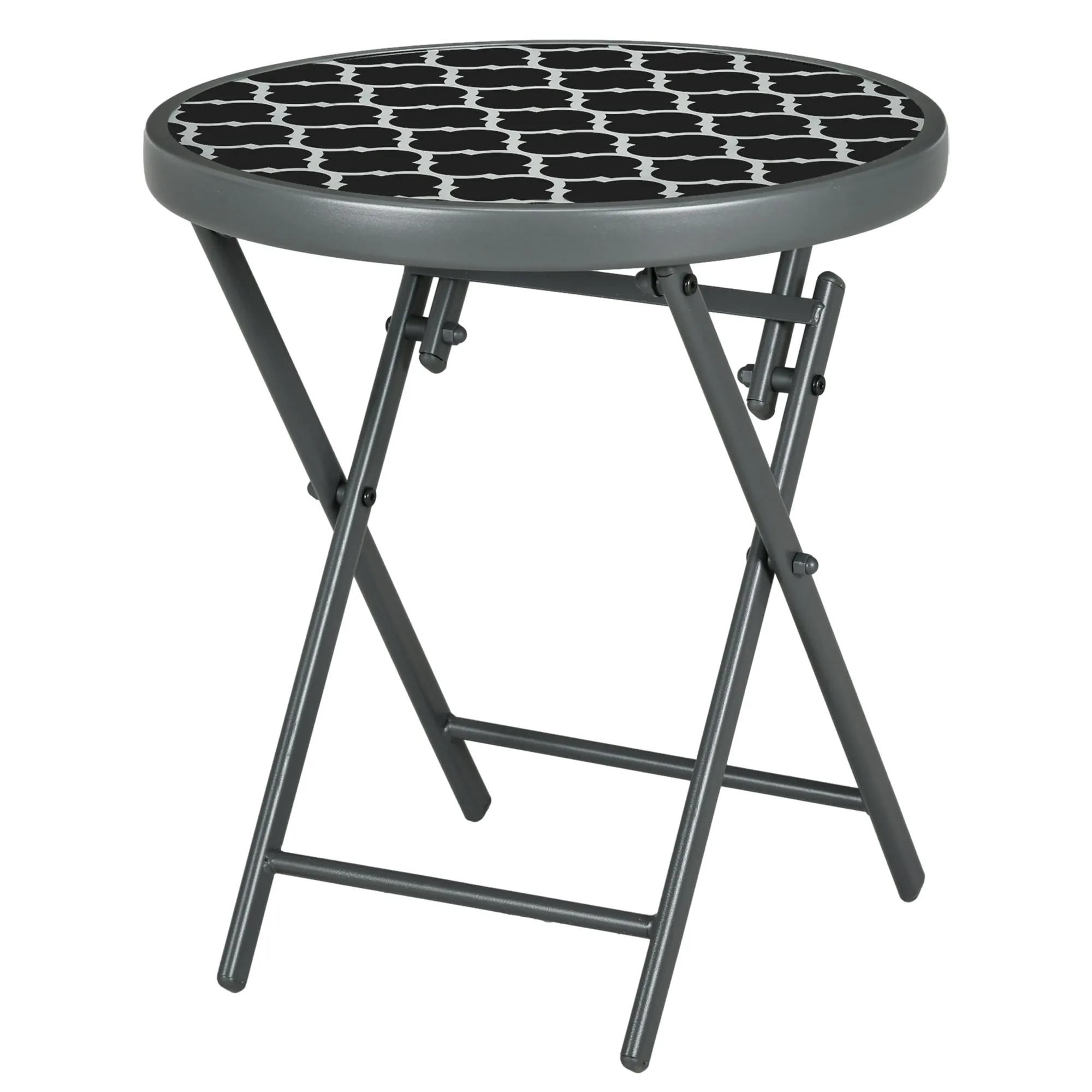 Klapptisch Ø45 x 50H cm Schwarz für Garten und Balkon
