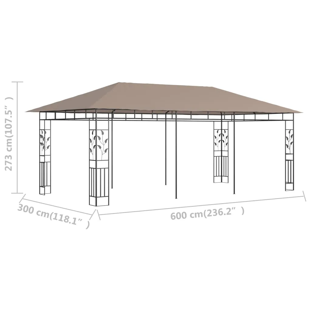 Pavillon mit Moskitonetz 6x3x2,73 m Taupe
