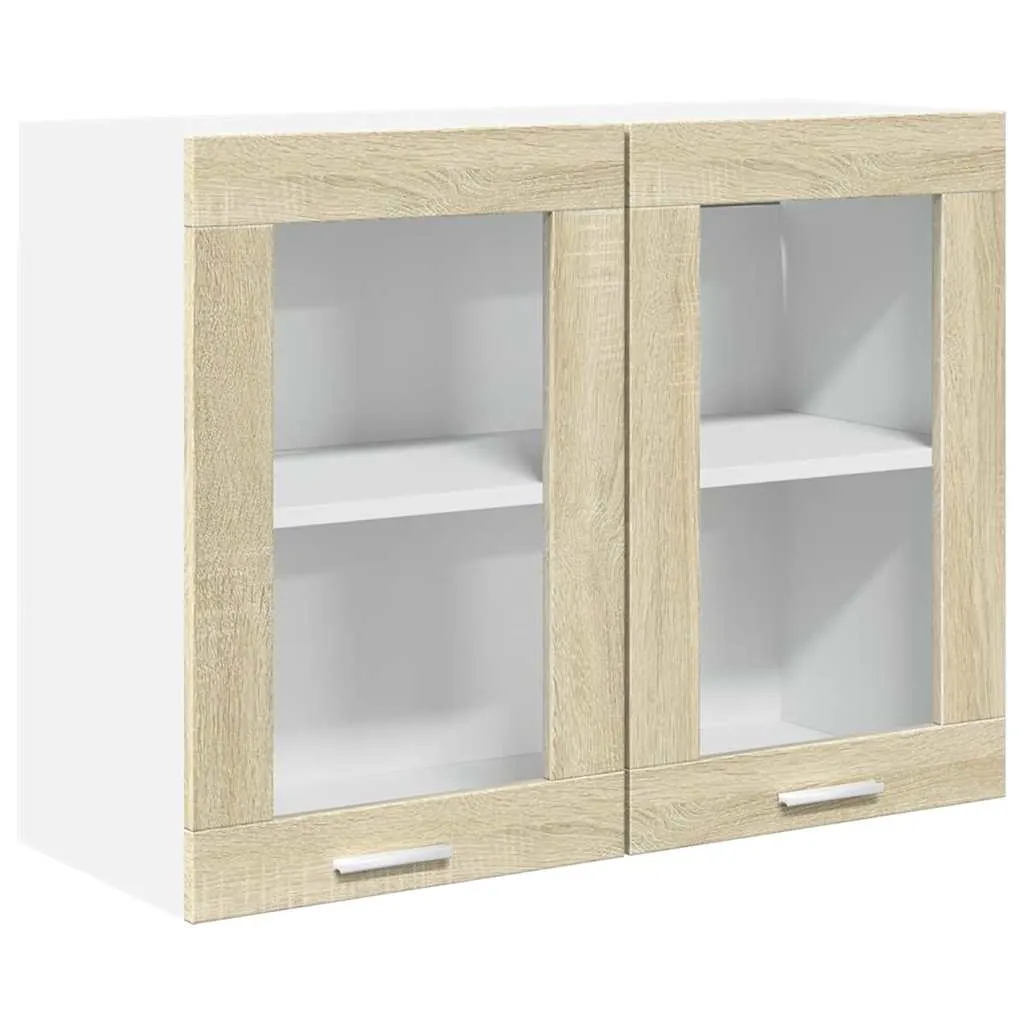 Hängeschrank Lyon mit Glastüren 80x31x60 cm Sonoma-Eiche